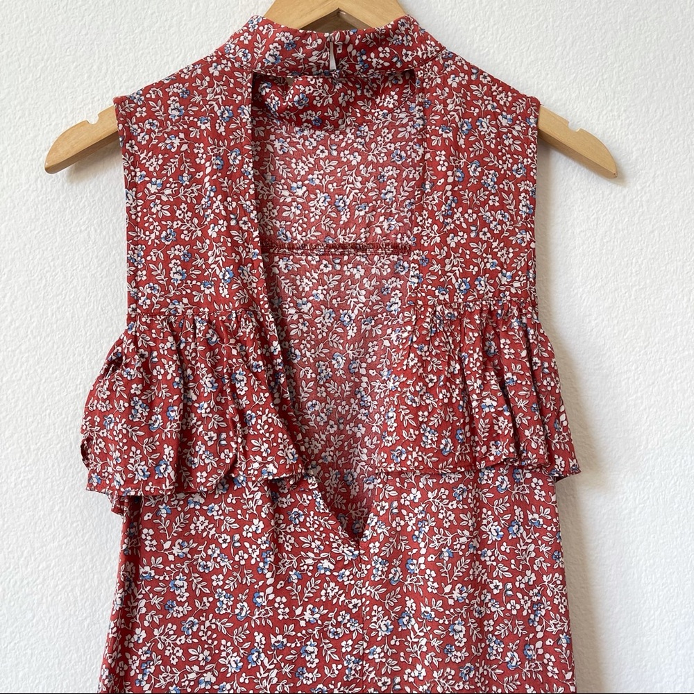Cotton Candy LA Ruffle Floral Rust Mini Dress S - Picture 7 of 9
